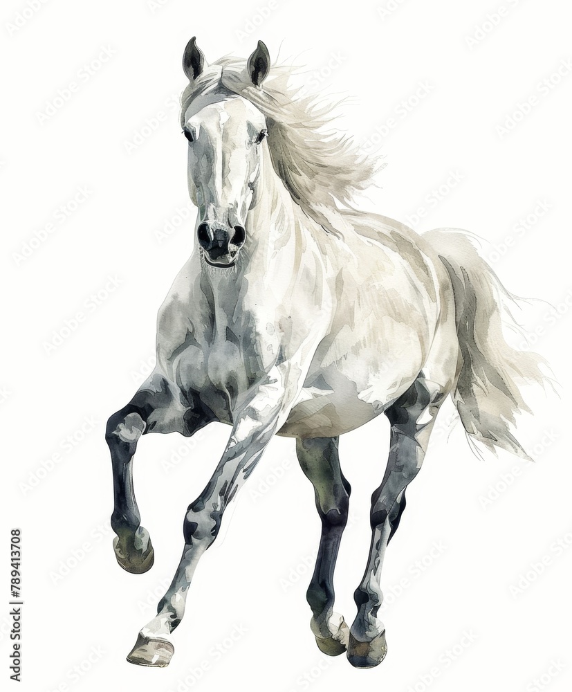 Obraz premium Horse hand drawn watercolor. paint art illustration