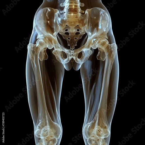 Medical illustration of a human hip, AI generated