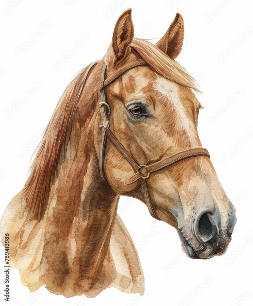 Obraz premium Horse hand drawn watercolor. paint art illustration