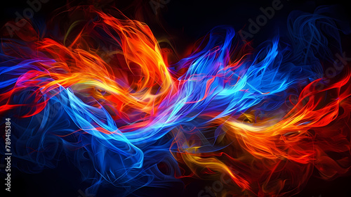 Vibrant Abstract Flames in Dynamic Swirls of Blue and Red