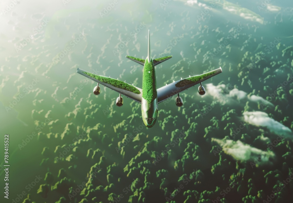 Obraz premium A symbolic depiction of sustainable aviation fuel, representing eco-conscious air travel and environmental preservation in the future.