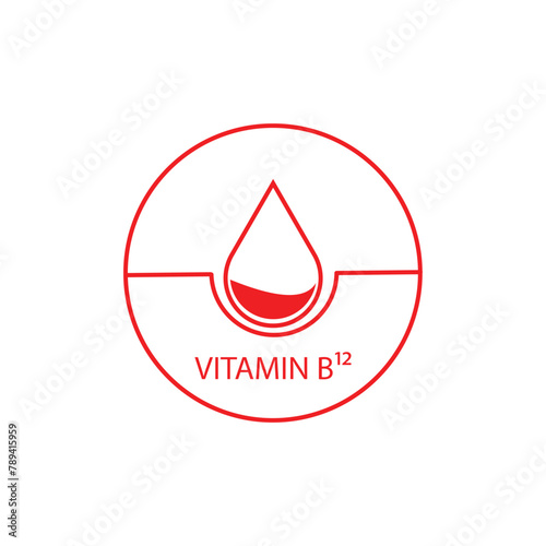 vitamin b12 logo, drop, supplement, icon vector illustration