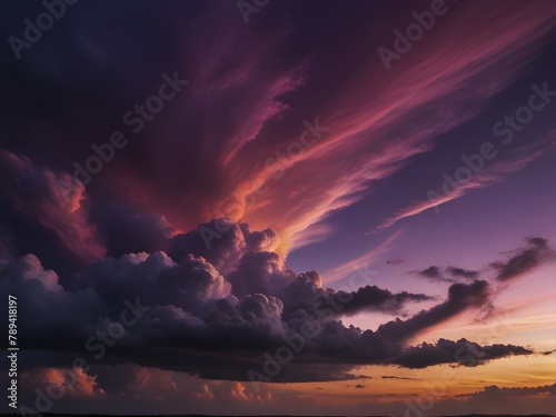 abstract purple sky, Sunset Sky Amidst Dramatic Cloudscape