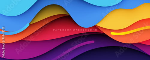 Colorful papercut layers background gradient color design vector