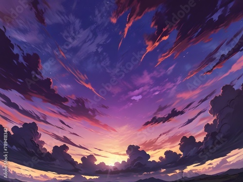 abstract purple sky, Sunset Sky Amidst Dramatic Cloudscape © atosuwan