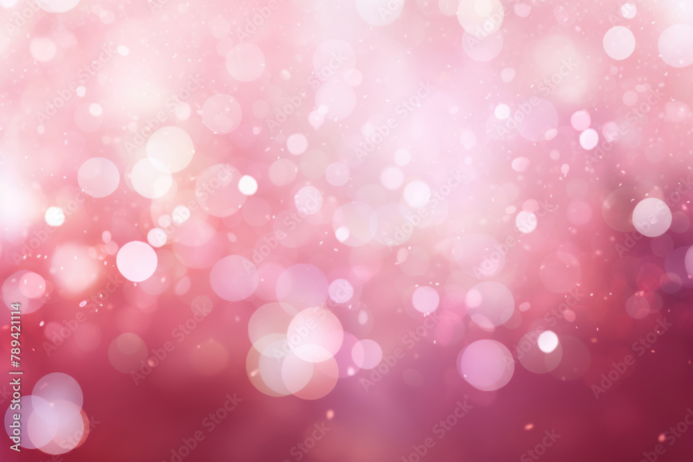Bokeh effect on a pink background with glowing light particles.