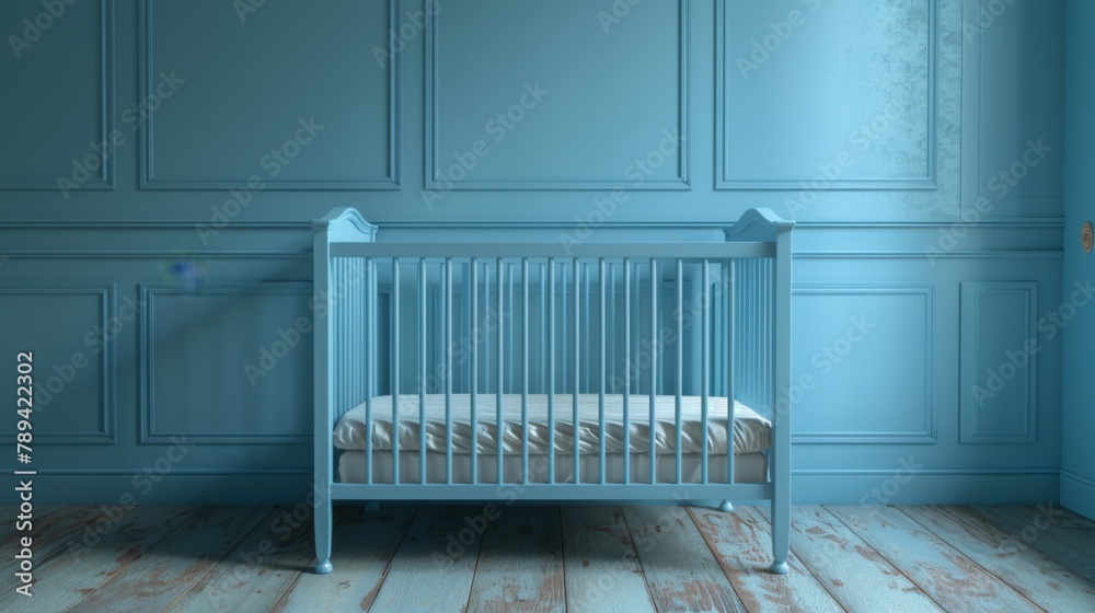 A baby cot, with a plain background, Generated AI A baby cot, with a plain background, Generated AI