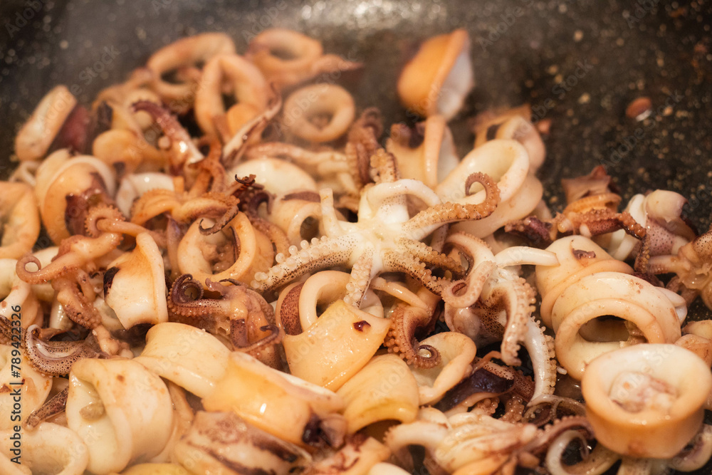 Sizzling Calamari in the Pan Culinary Delight Sizzling Calamari in the Pan Culinary Delight