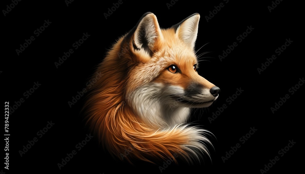 Obraz premium Fox Portrait. Wild Amazing Beautiful Forest Animal Isolated on Background. Realistic Cute Character Illustration. Nature, Ecology, Wildlife Creature Care and Safe Concept. 
