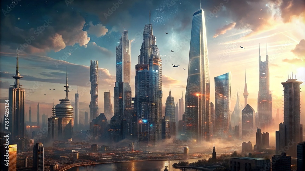 Fototapeta premium in a bustling metropolis pulsating with energy