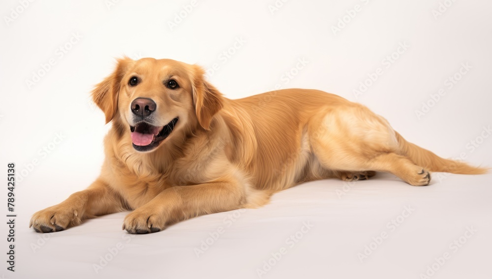 Young Labrador retriever lying on a white background Young Labrador retriever lying on a white background