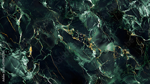 Deep green and black marble background, abstract stone wallpaper