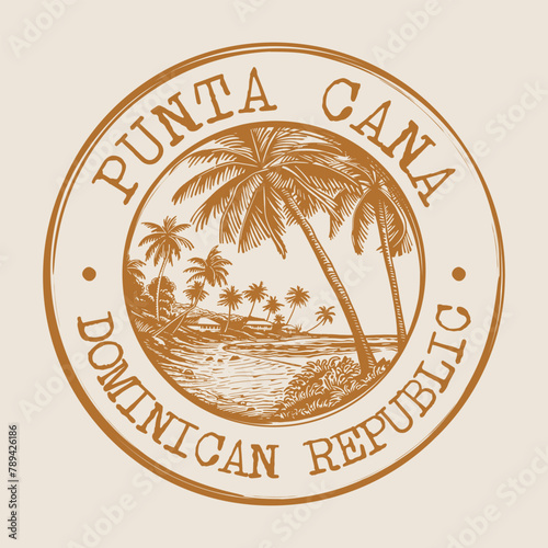 Punta Cana, Dominican Republic Stamp City Postmark. Silhouette Postal Passport. Round Vector Icon. Vintage Postage Design.	