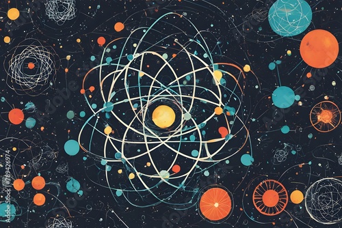 AI generated-AI generated illustrations for the concept of physics on the topic of Atomic Adventures.
