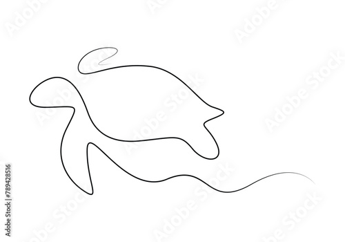 Sea turtle fauna aesthetic continuous one line art vector illustration 
