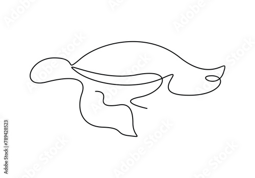 Sea turtle fauna aesthetic continuous one line art vector illustration 