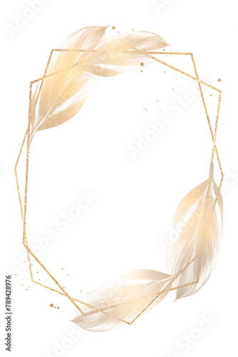 Golden dracaena recina on a hexagon shaped frame design element photo