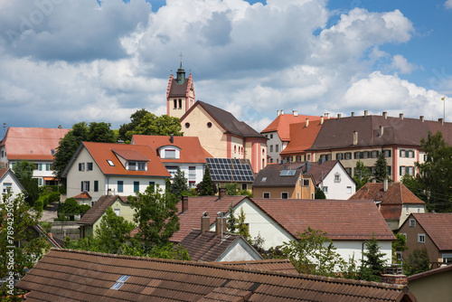 Ortskern der Gemeinde Altshausen mit Blick auf St. Michael Kirche im Landkreis Ravensburg photo