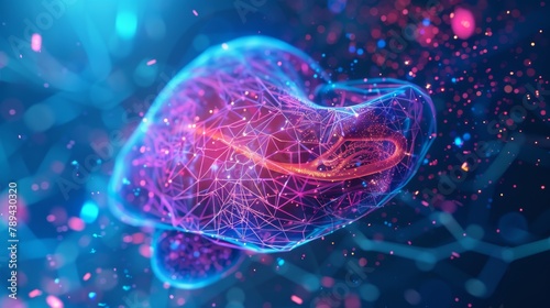 Anatomy artwork, digital illustration of a human liver