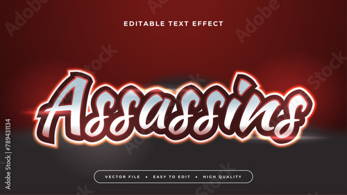 Red and white assasins 3d editable text effect - font style