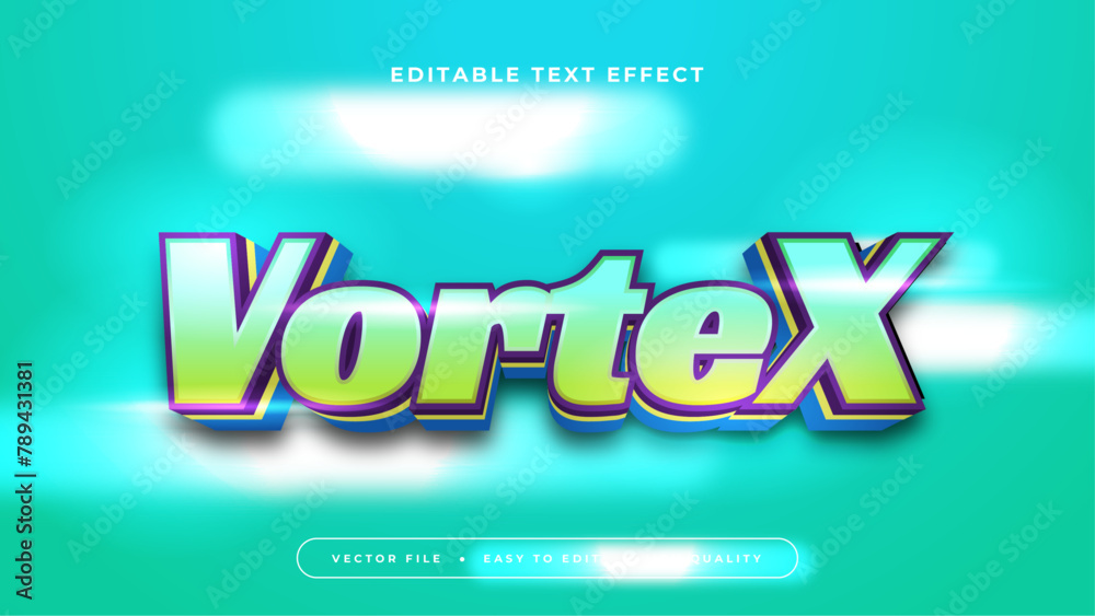 Green purple violet and blue vortex 3d editable text effect - font style
