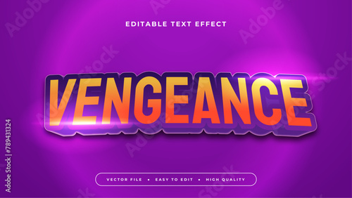 Orange and purple violet vengeance 3d editable text effect - font style
