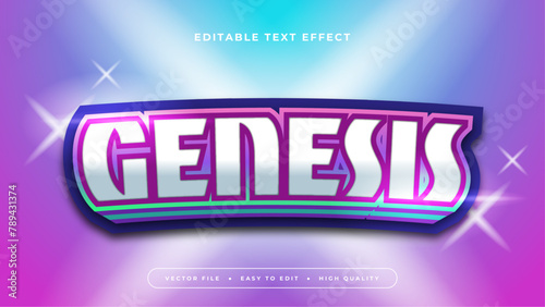 Purple violet white and blue genesis 3d editable text effect - font style