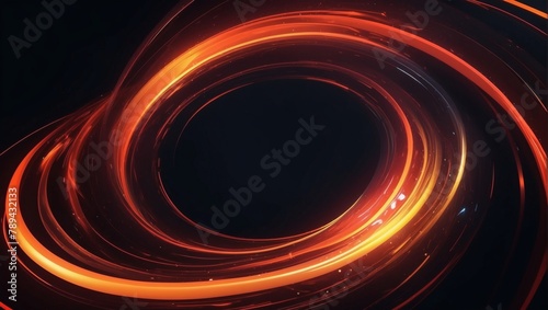 Abstract red and orange dynamic background. Futuristic vivid neon swirl lines. Light effect.