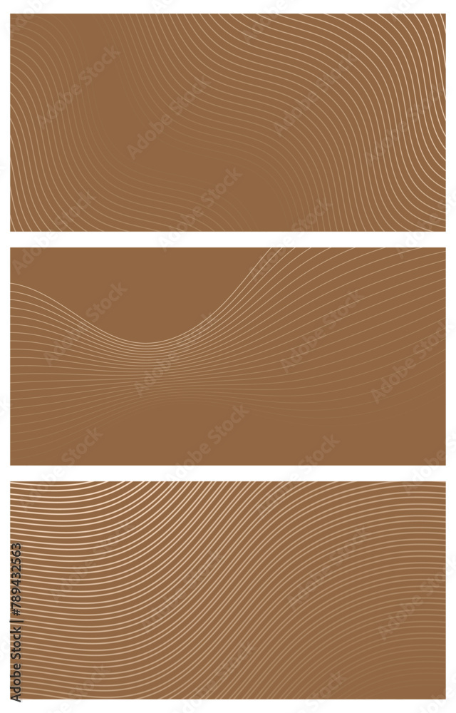 Set of abstract backgrounds with waves for banner. Medium banner size. Vector background with lines. Element for design. Brochure, booklet. Brown Set of abstract backgrounds with waves for banner. Medium banner size. Vector background with lines. Element for design. Brochure, booklet. Brown