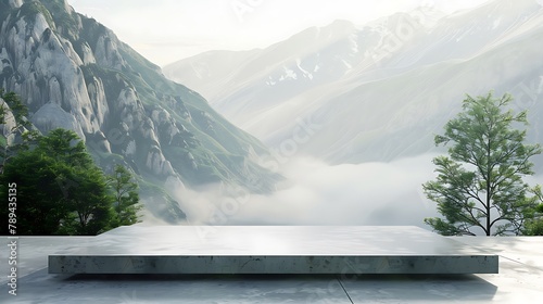 Background image of a podium in the great outdoors.大自然の中にある表彰台の背景画像。Generative AI