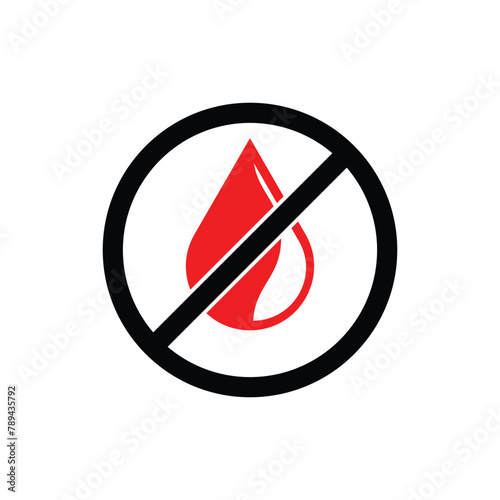 No water resistant, no waterproof warning sign, vector illustration. Don’t expose to liquids, no water drop photo