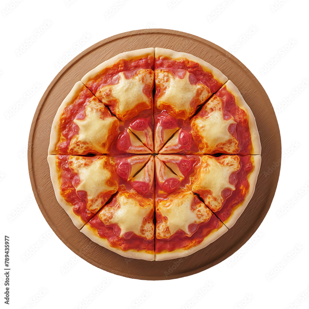 Fresh delicious Pizza isolated on a transparent background by AI generative.