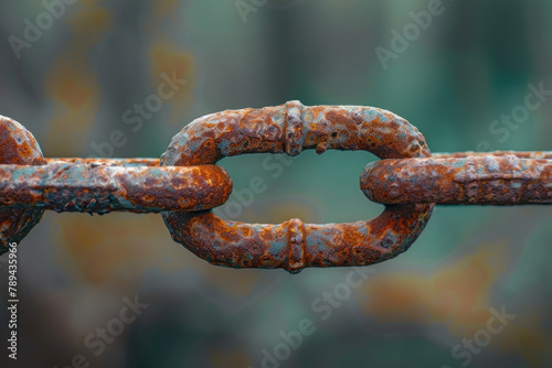 close up of a rusted chain with a blurred background photo
