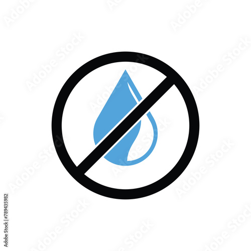 No water resistant, no waterproof warning sign, vector illustration. Don’t expose to liquids, no water drop