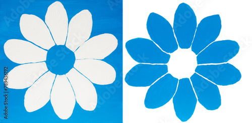 Two flowers in light blue and white colours painting