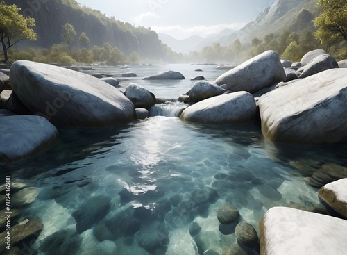 A river flowing between beautiful rocks