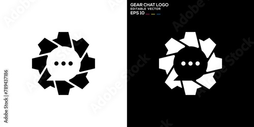 Vector design template of chat logo combination with gear, service, chat, talk, symbol icon EPS 10