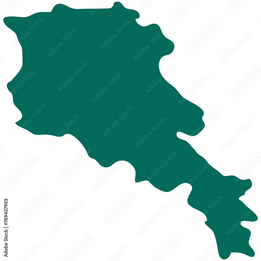 Armenia map silhouette isolated on transparent background.