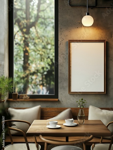 Frame Mockup  Cafe Interior Background  3d render