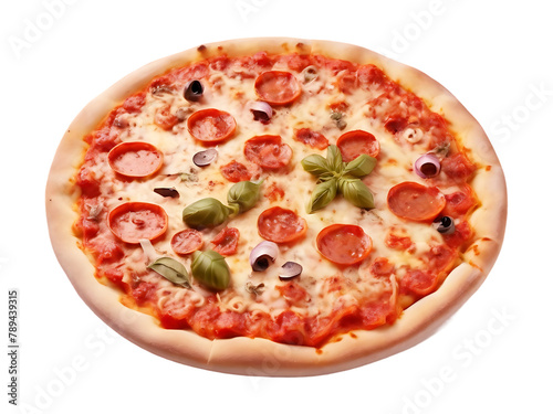 Fresh delicious Pizza isolated on a transparent background by AI generative.