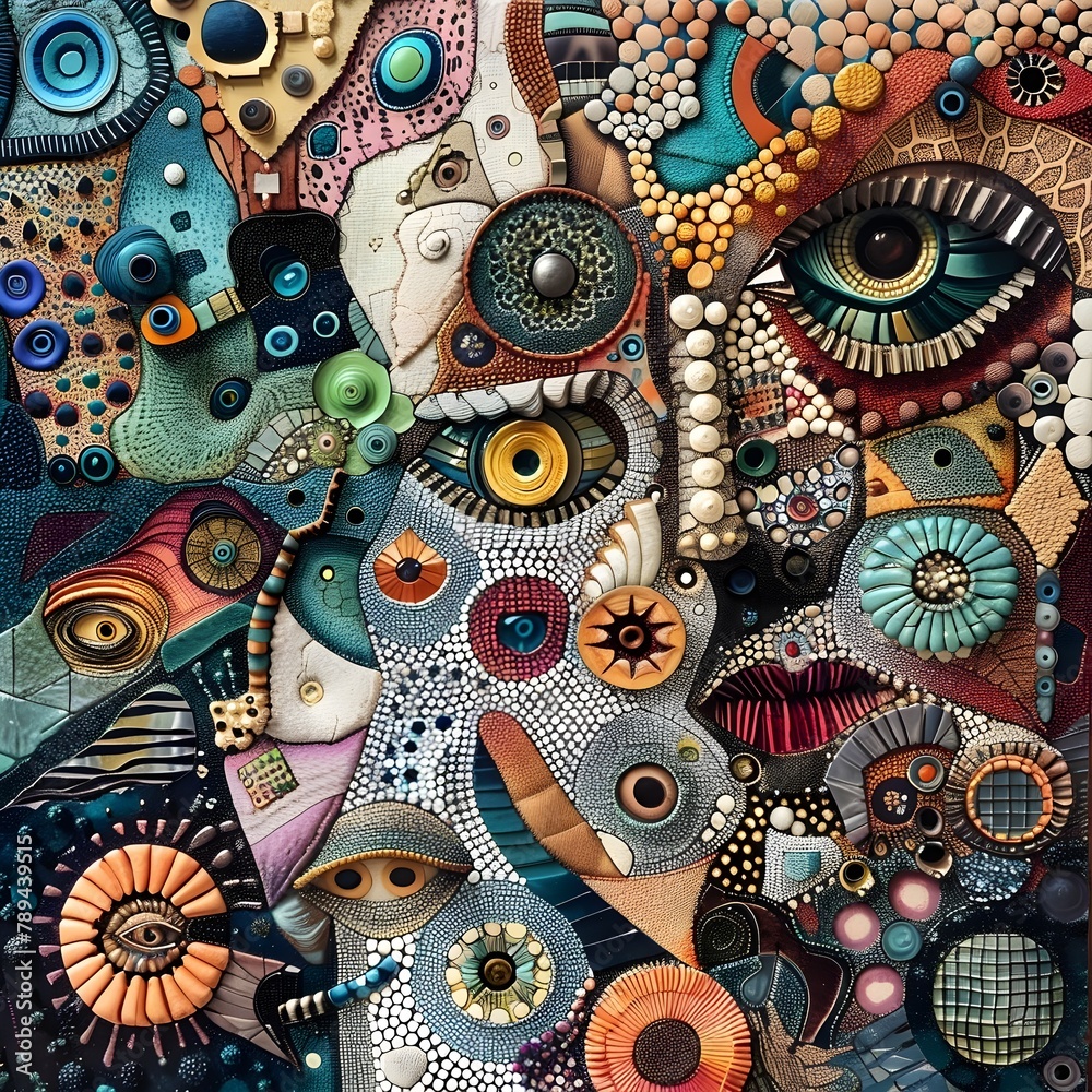 Naklejka premium Intricate Doodle Mosaics: A Tale of Creative Design and Geometric Storytelling
