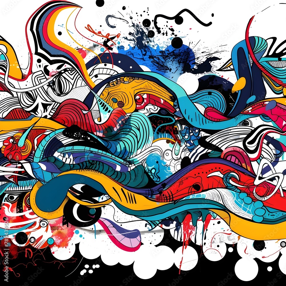 Vibrant Doodle Dynamics: A Lively Presentation of Spontaneous Shapes and Diverse Textures