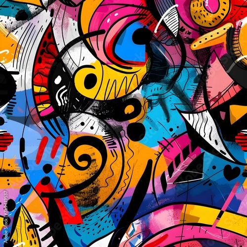 Vibrant Doodle Dynamics: A Lively Abstract Design Composition for Engaging Presentations