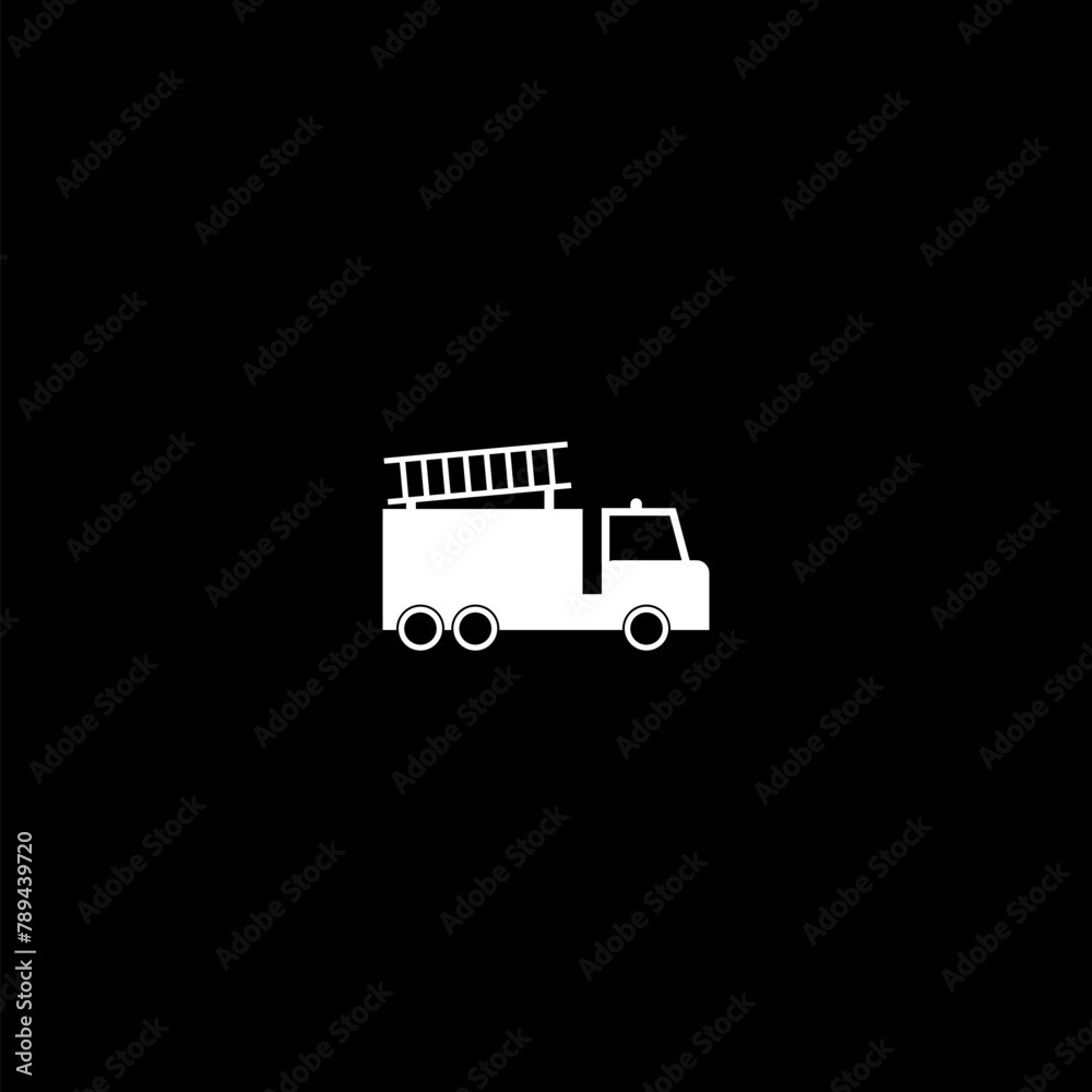 Fire truck icon isolated on dark background Fire truck icon isolated on dark background
