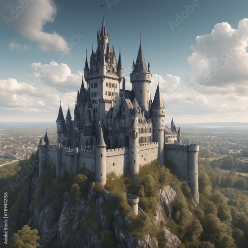 Classic style castle from tale on mountain
