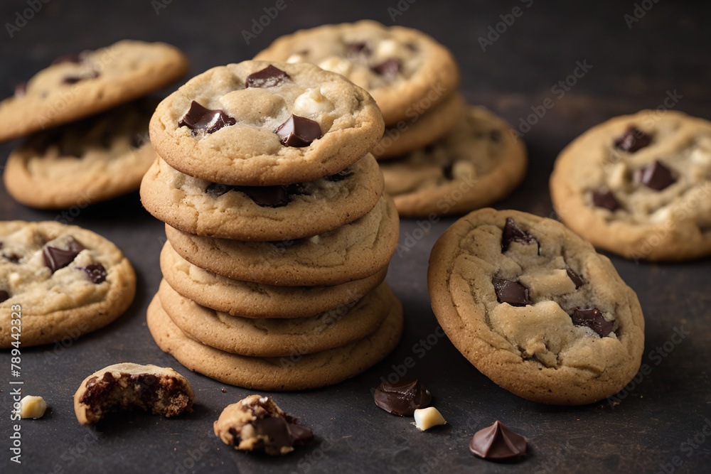 Pile of delicious chocolate cookies