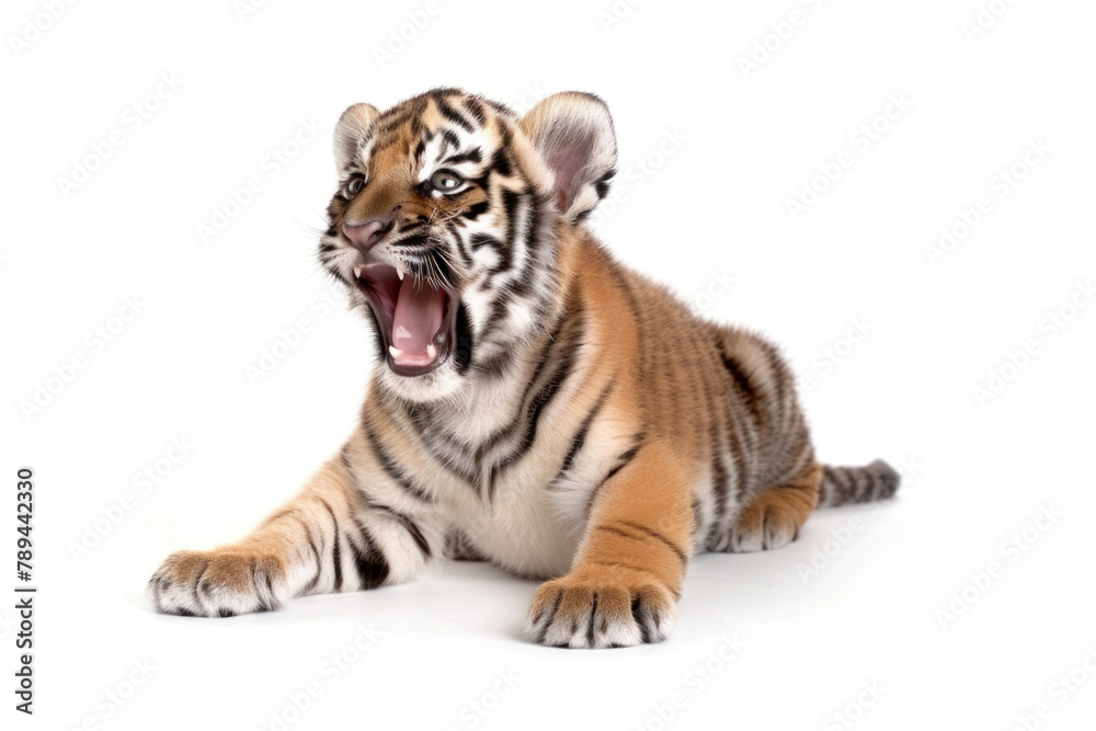 Obraz premium cute tiger cub isolated on white background