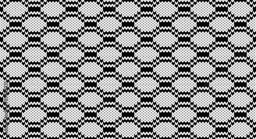 White hexagon and line knitted pattern, Festive Sweater Design. Seamless Knitted Pattern