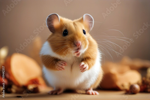 standing hamster syrian fur closeup pet brown hair animal background cute little mouse furry eye rare breed domestic mammal small