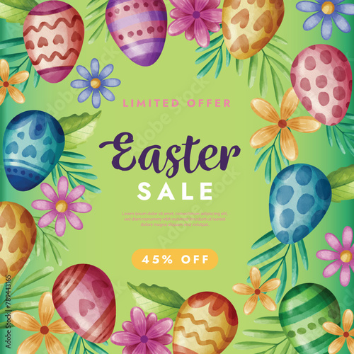 watercolor easter sale design vector illustration